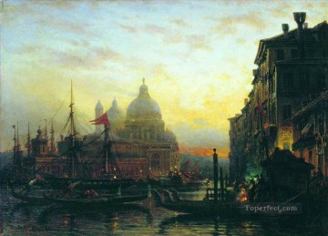 夜のヴェネツィア アレクセイ・ボゴリュボフ 都市景観 都市のシーン Oil Paintings
